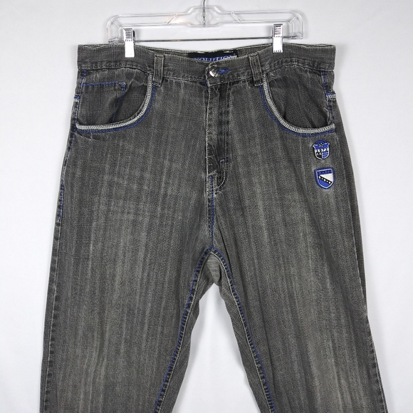 Vtg Evolution In Design Baggy Skater Y2k Jeans Denim Grunge Men 38x34 Gray - Picture 2 of 10